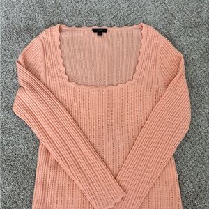 J. Crew Pink Crew Neck Sweater with Ribbed Texture